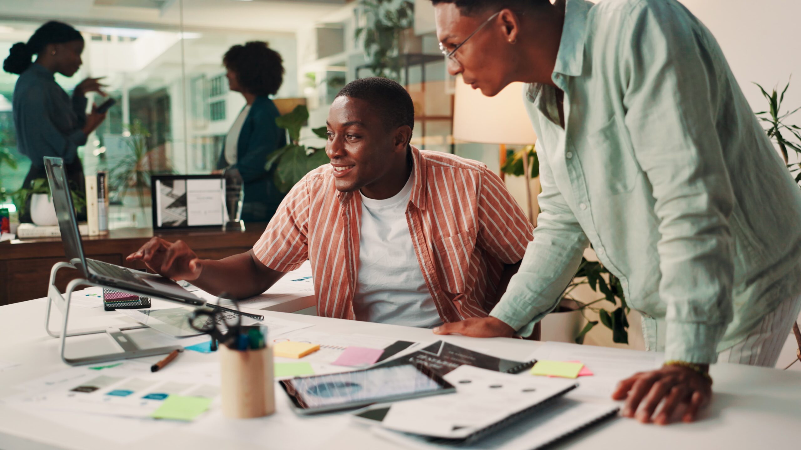 digital strategist analyzing marketing results using data and design insights