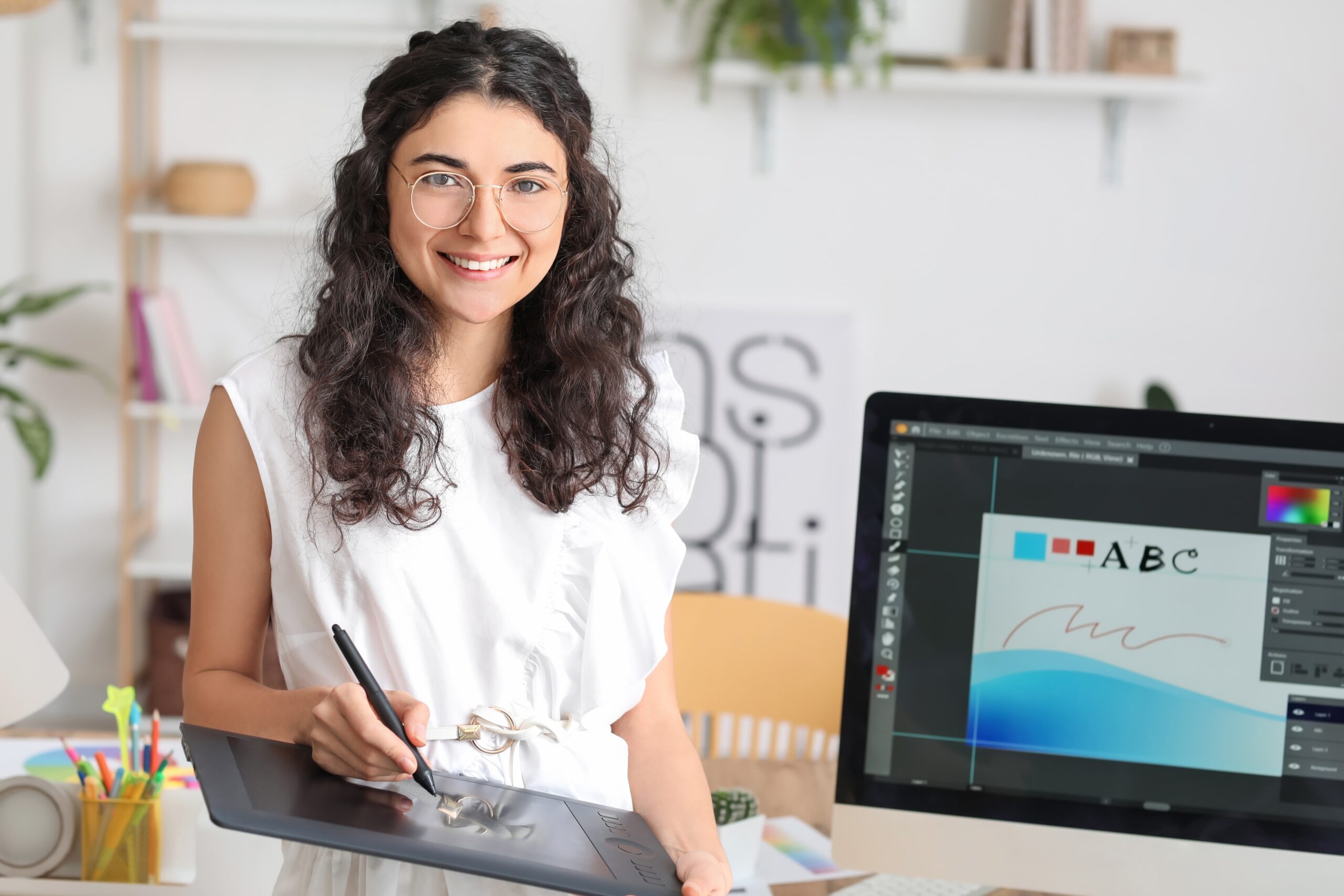 creative designer working on animated brand elements in motion design software