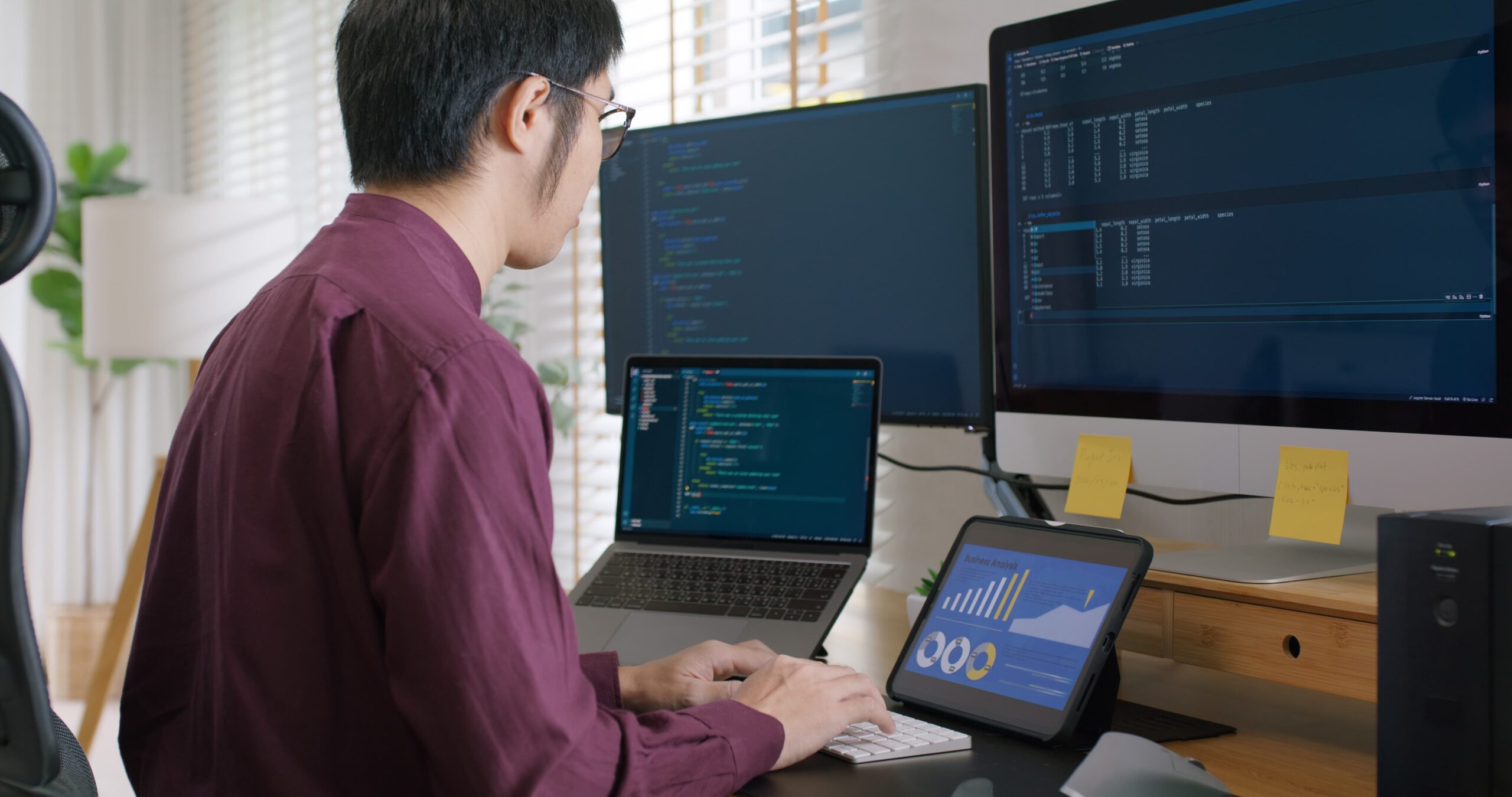 developer working on clean code with performance audit