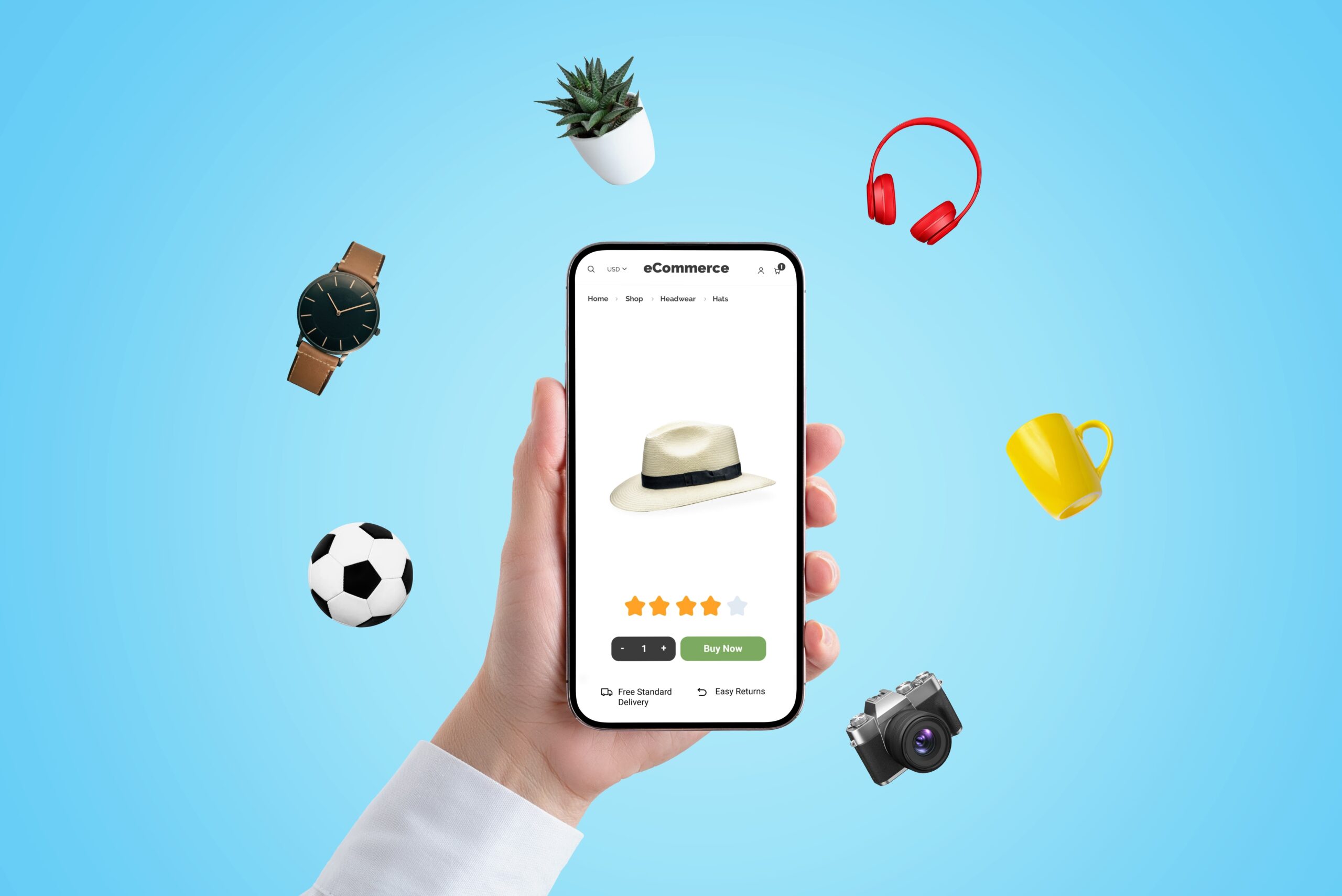 visuals of ecommerce, apps, and websites connected via headless CMS APIs