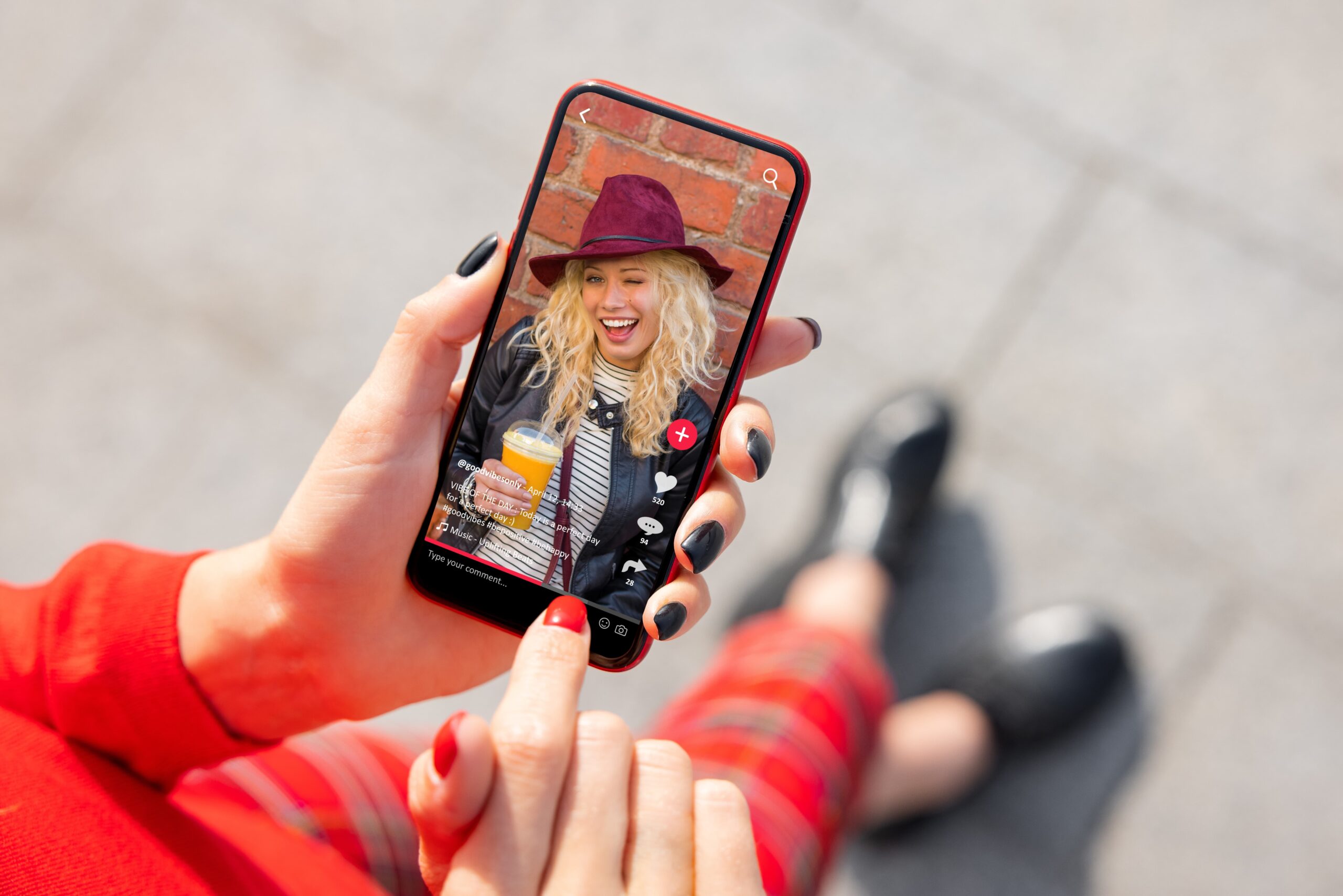 mobile user exploring brand story through visual app interface
