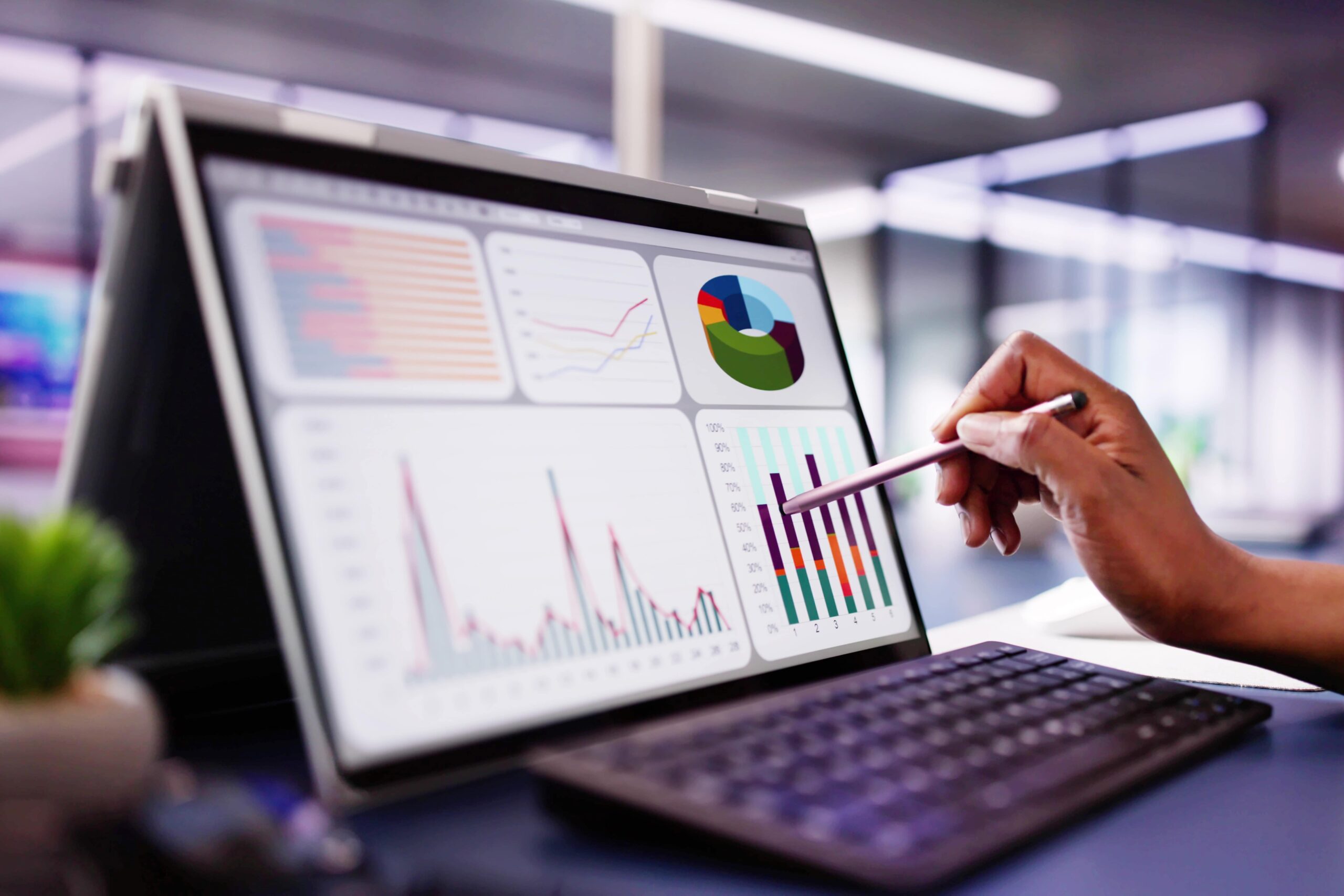 marketer reviewing audience data and insights on computer screen