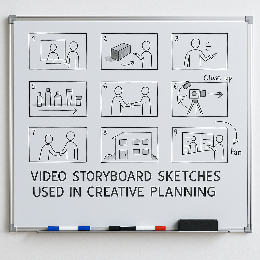 video storyboard sketches used in creative planning