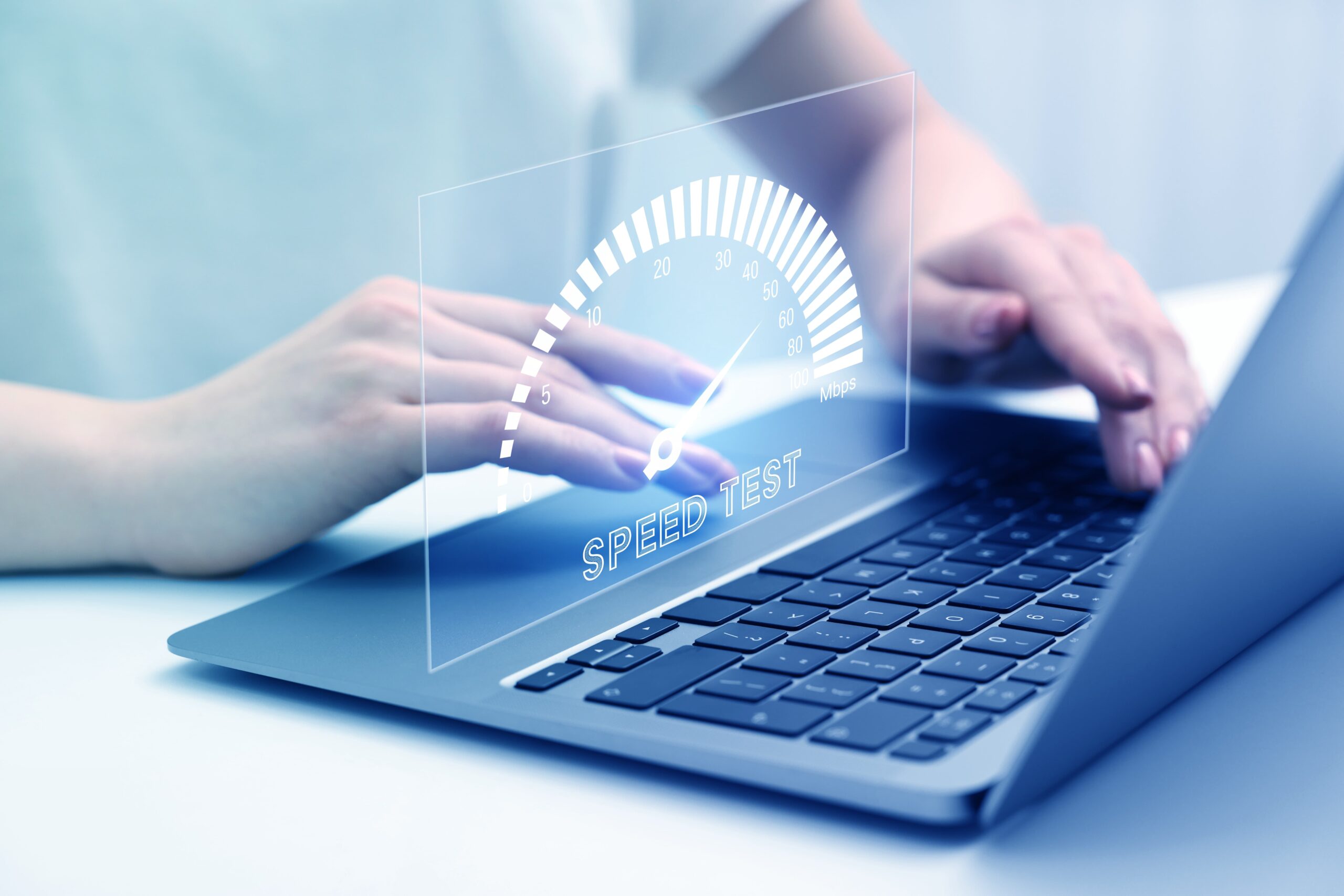 Website speed optimization visual showing fast-loading performance