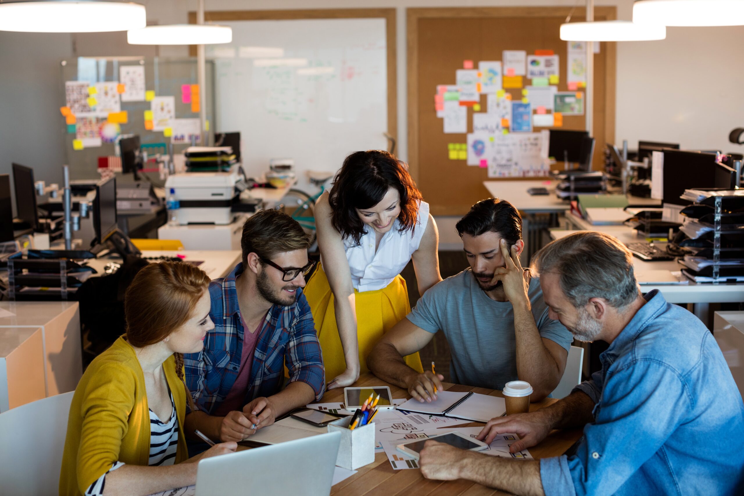 Creative team developing a strong brand identity for a business