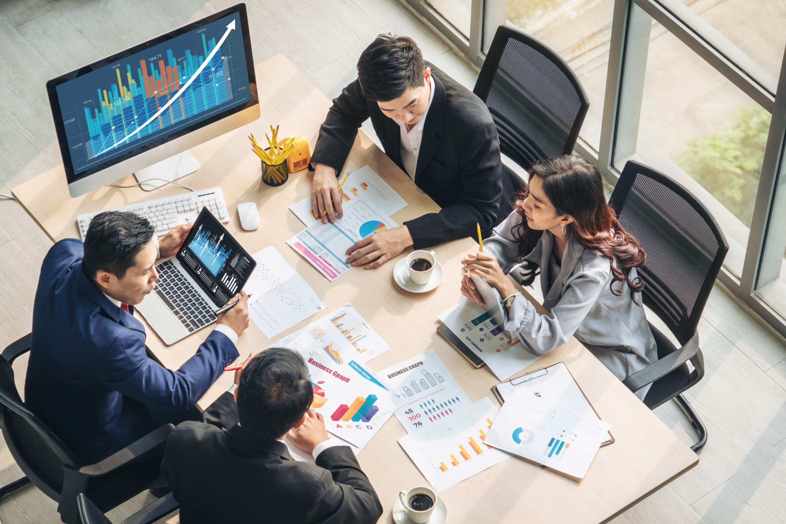 Marketing team combining human creativity and AI in marketing strategy