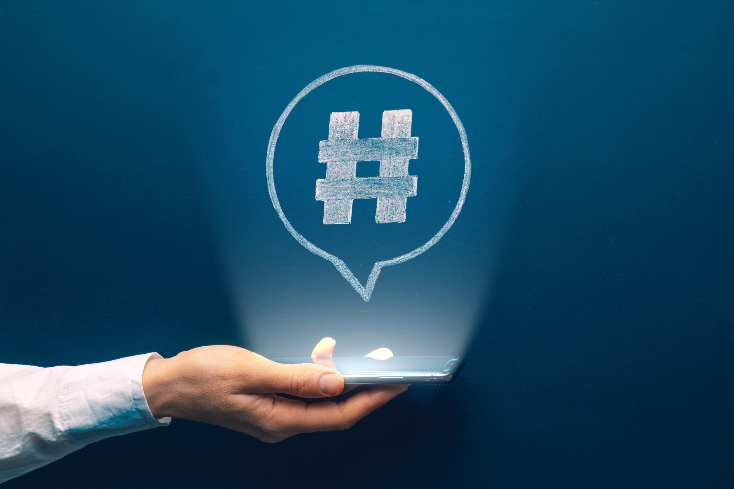 Hashtags in 2025 shown on social media dashboard analytics