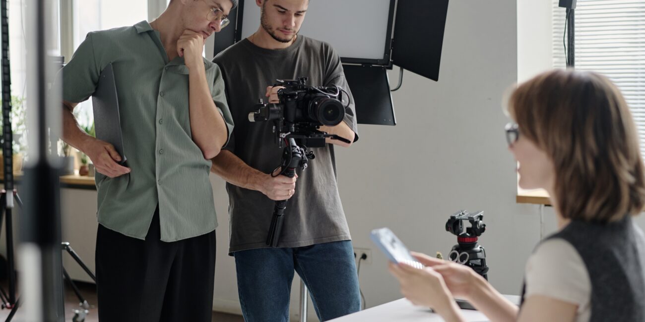 Professional production crew on set creating high-quality brand content that converts