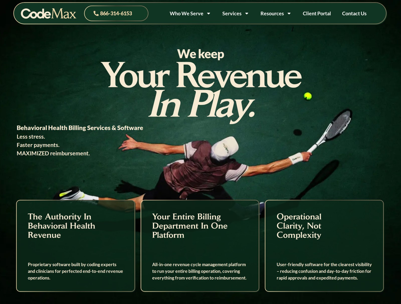 The new codemaxmb.com homepage: Your Revenue In Play